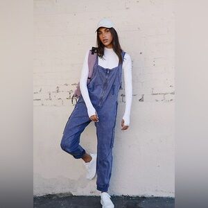 Free people Fast Track onesie Blue Denim Jumpsuit- preowned